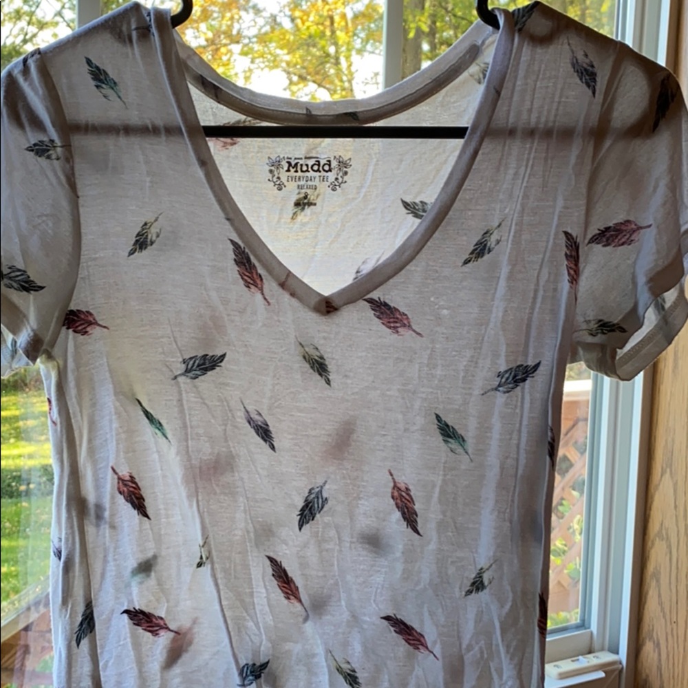 White feather print T-shirt